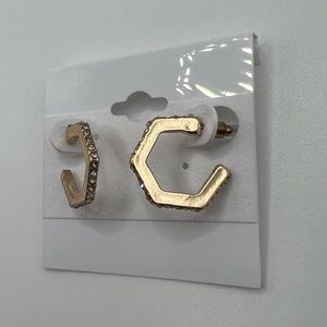 Torrid Gold Tone Geometric Rhinestone Hoop Earrings